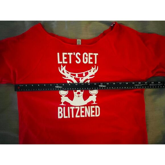 NWT No Bull Woman Let's Get Blitzened Rolled Collar Red Sweatshirt Large - Picture 7 of 8